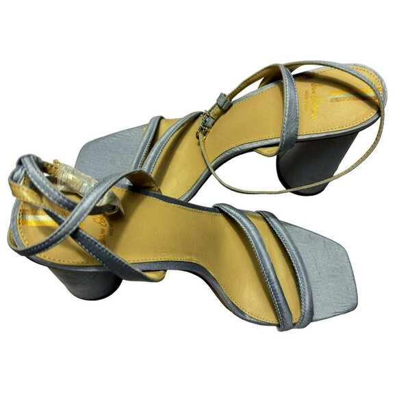 Sam Edelman Women's Kia Olso Blue Satin Block Heel Sandals Sz 9 Strappy NEW - Picture 9 of 11